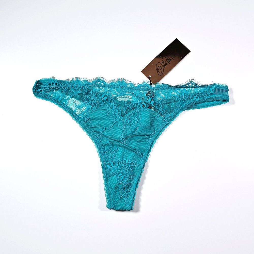 Dita Von Teese Lingerie Zsa Zsa Lace G-String, Peacock, Size S